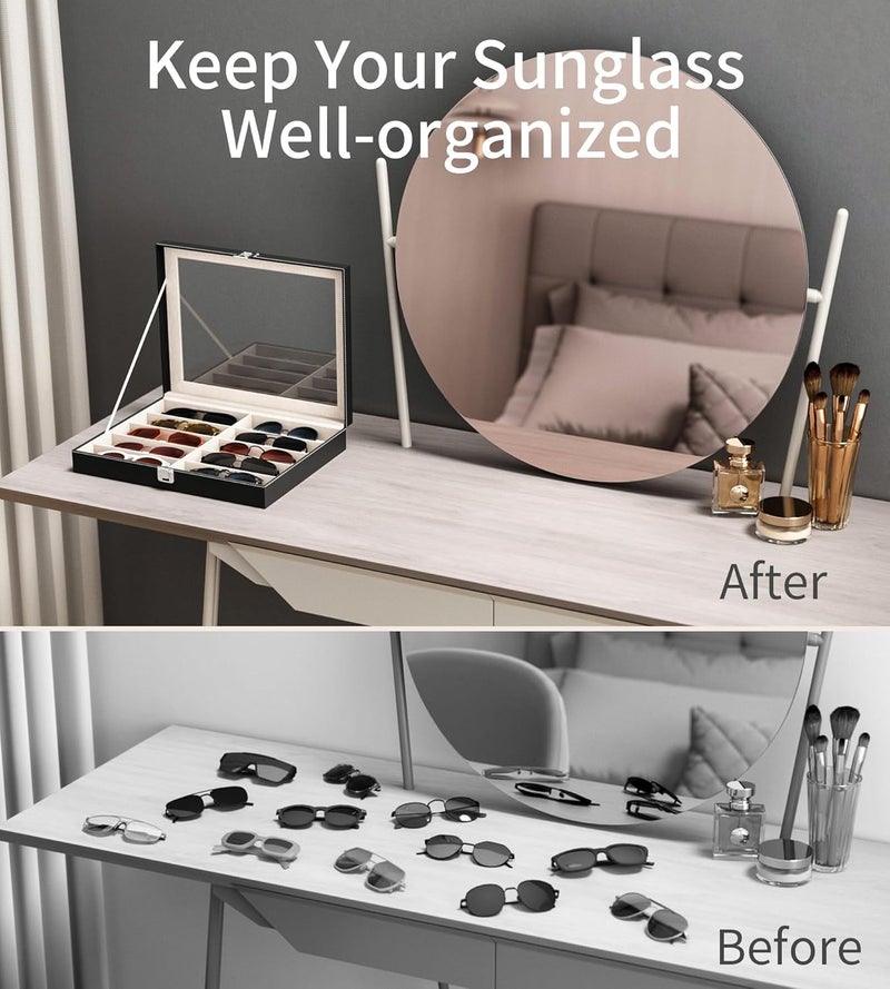NEWLOOP Store 10/30 Slots Sunglass Organizer for Multiple Pairs of Eyeglass See-through Display Case Storage Box for Women Men - Image 5